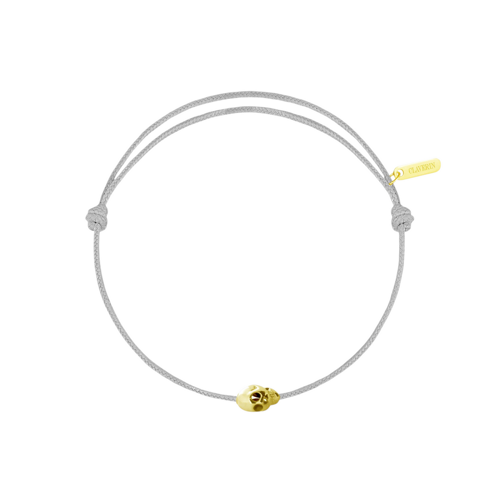 Gold Skull cordon gris perle