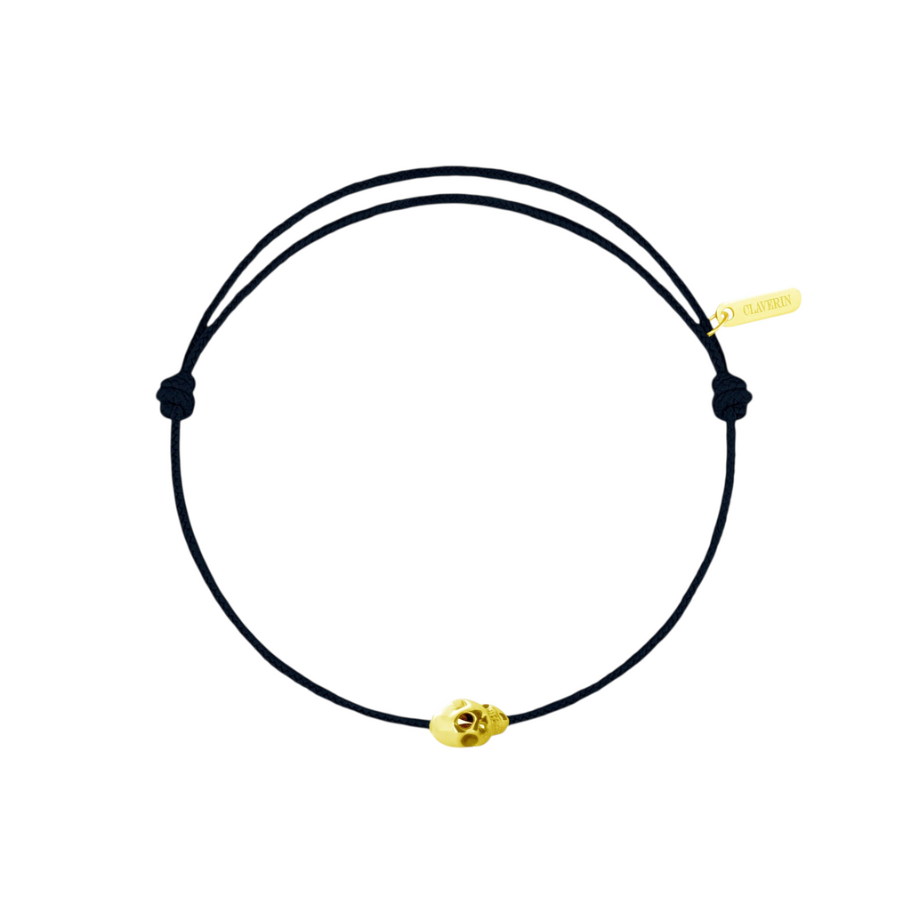 Gold Skull cordon noir charbon