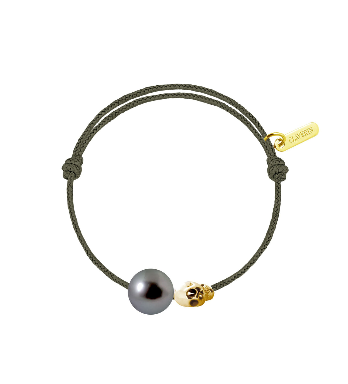 Baby gold skull perle noire cordon kaki