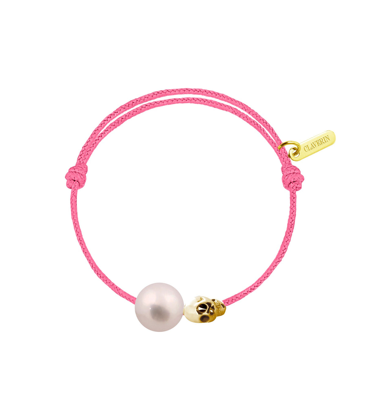 Baby pirate perle blanche cordon rose fuschia
