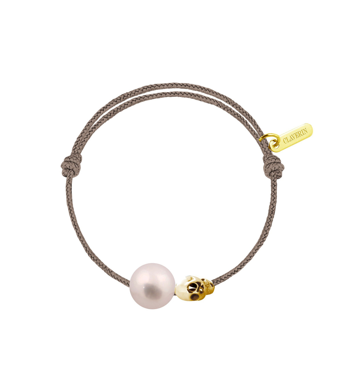 Baby pirate perle blanche cordon taupe
