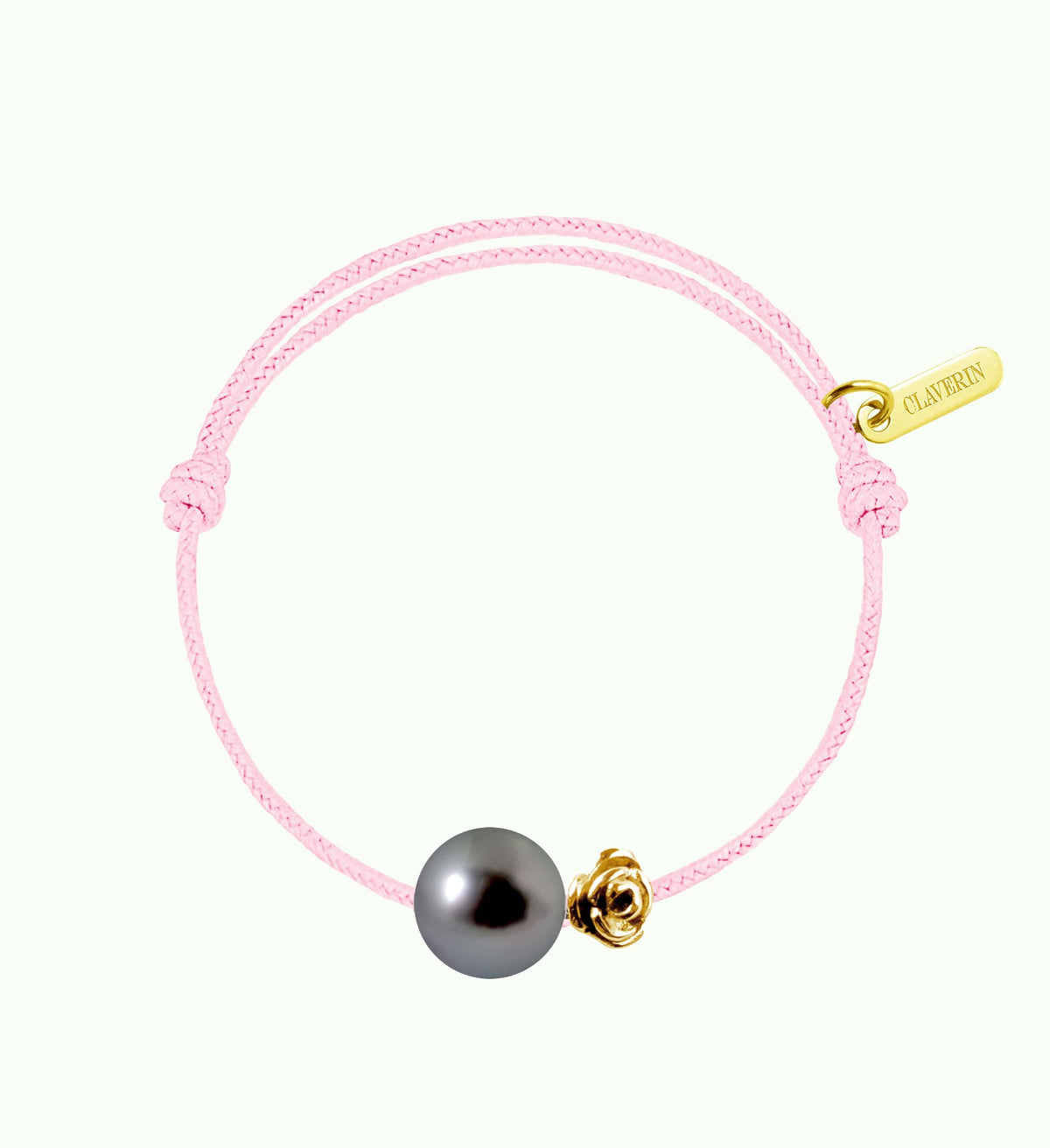 Baby flower perle noire cordon baby rose
