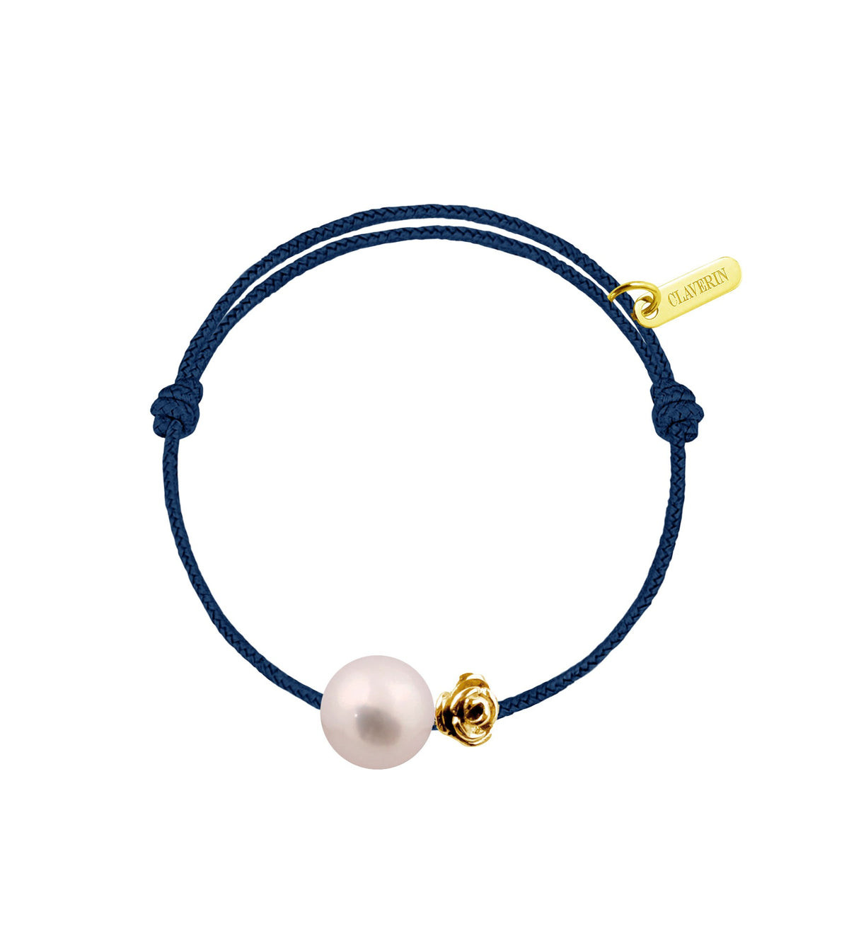 Baby flower perle blanche cordon bleu marine