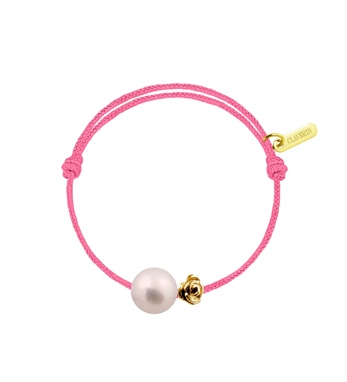 Baby flower perle blanche cordon rose fuschia