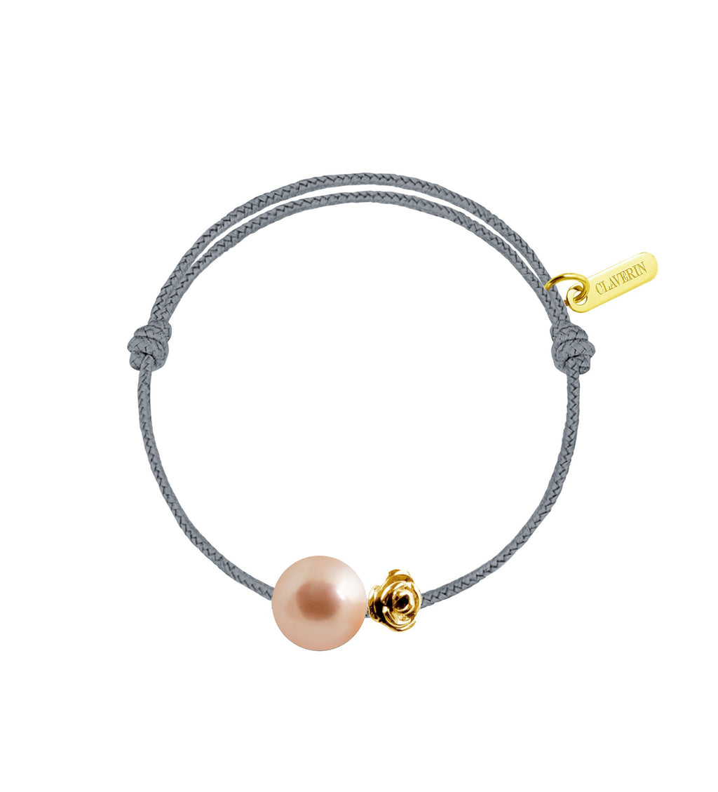 Baby flower perle rose cordon gris cendré