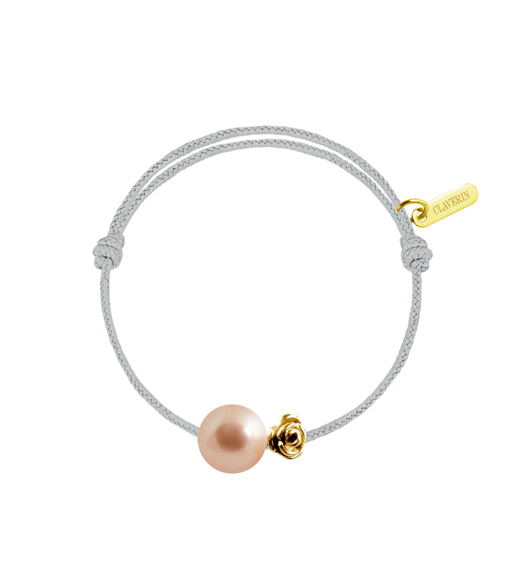 Baby flower perle rose cordon gris perle