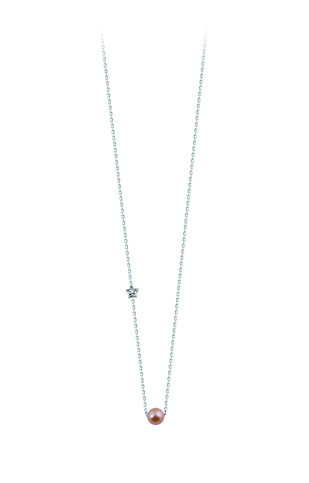 Pendentif perle rose et diamond star