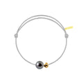 Pearly gold flower perle noire cordon gris perle
