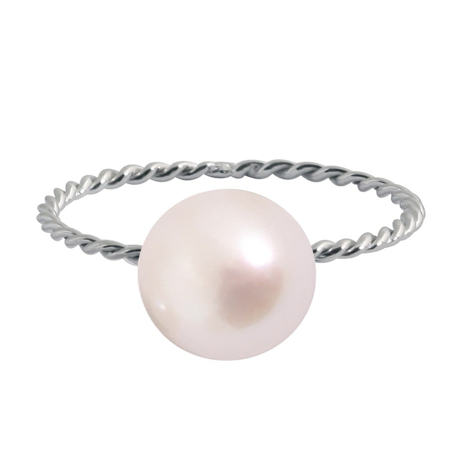Bague tresse perle blanche