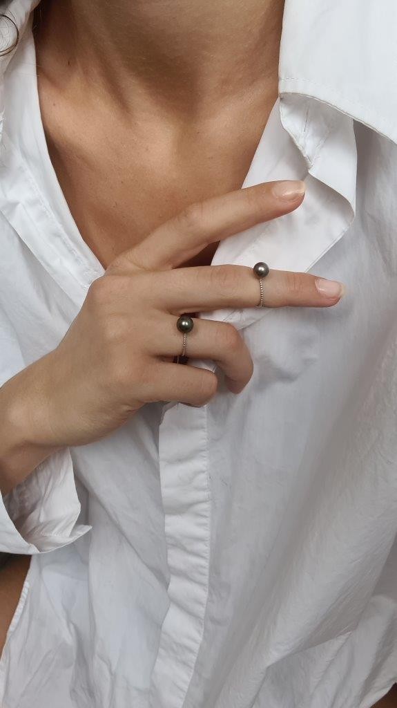 Bague Abacus perle noire