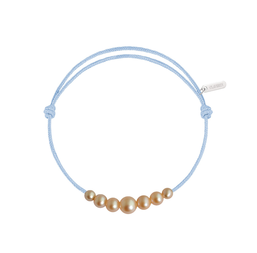 Cordon chute perle rose baby blue