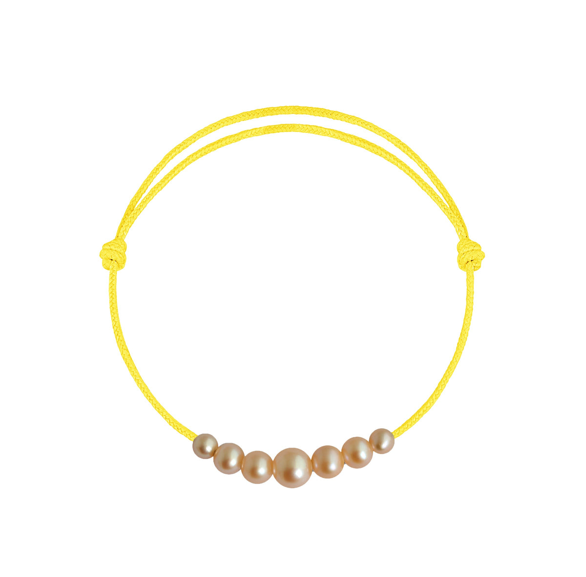 Cordon chute perle rose jaune poussin