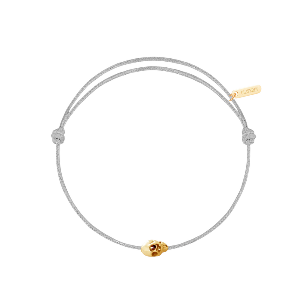 Gold Skull cordon gris perle
