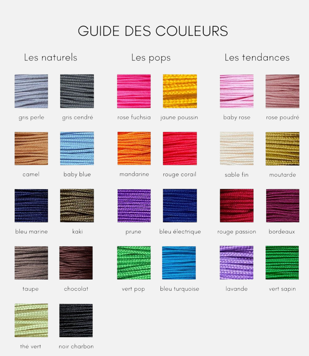 Nuancier de couleur cordons