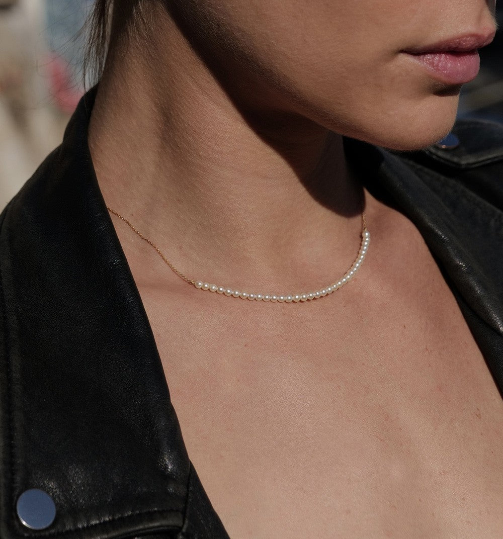Mini rock my pearls or jaune perles blanches