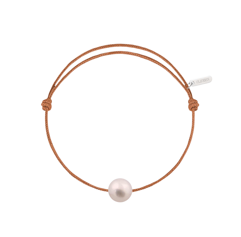 Simply pearly perle blanche cordon camel