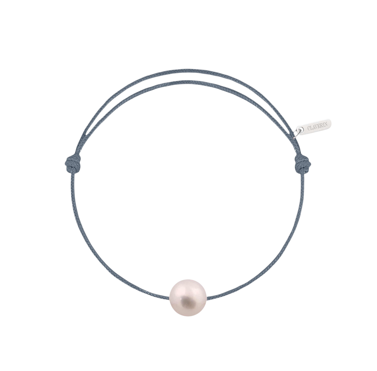 Simply pearly perle blanche cordon gris cendré