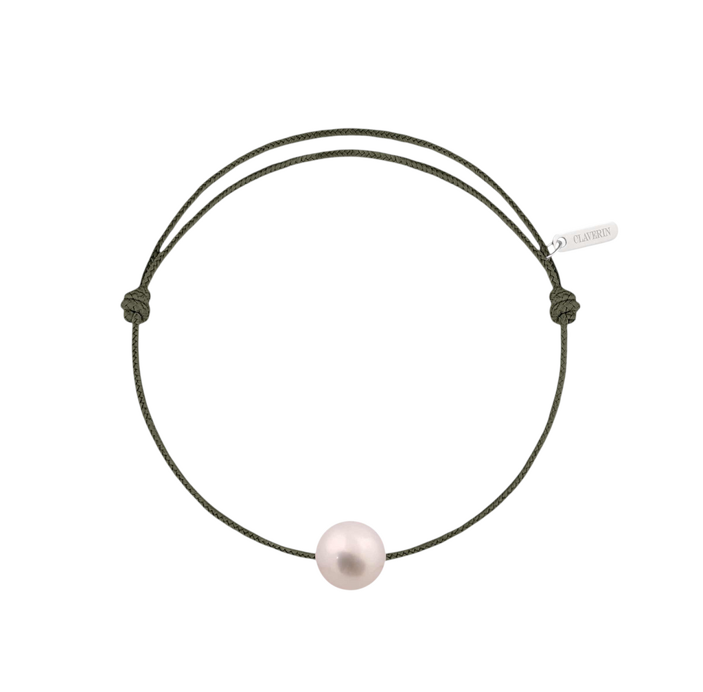 Simply pearly perle blanche cordon kaki