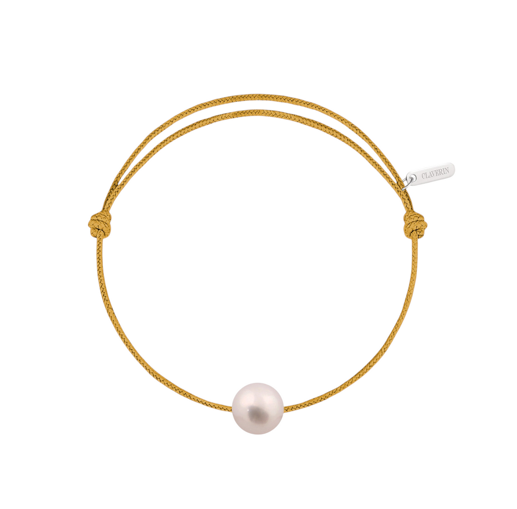 Simply pearly perle blanche cordon moutarde