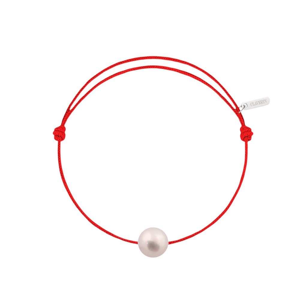Simply pearly perle blanche cordon rouge corail
