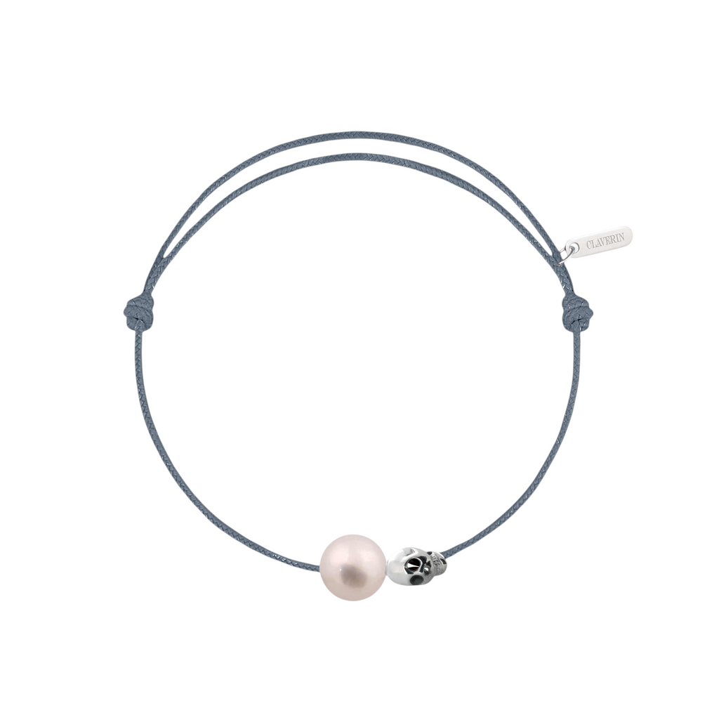 Pearly gold skull cordon gris cendré