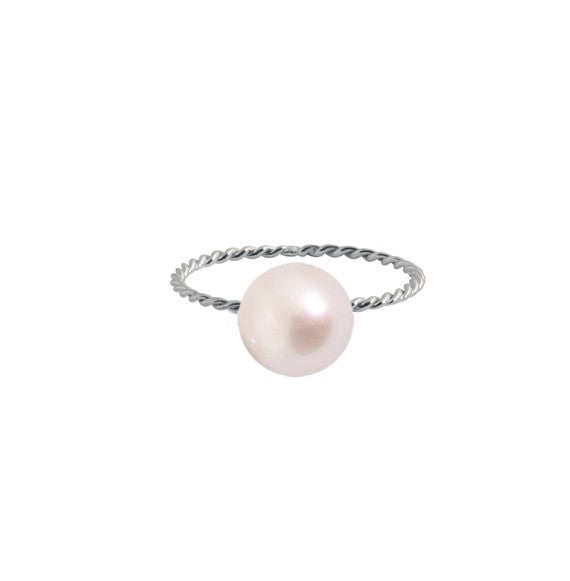 Bague tresse perle blanche