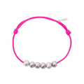 Bracelet Claverin Météorites Homme avec perles de culture blanches et boules en argent 925 martelé sur cordon rose