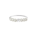 Bague Claverin Fresh princess en or blanc 18 carats avec un diamant central et six perles de culture blanches