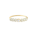 Bague Claverin Fresh princess en or jaune 18 carats avec un diamant central et six perles de culture blanches