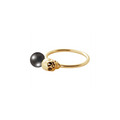 Bague Claverin en or jaune 18 carats ornée d'une perle noire de Tahiti et d'un motif tête de mort