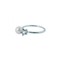 Bague Claverin Diamond star en or blanc 18 carats avec perle blanche et motif étoile serti d'un diamant
