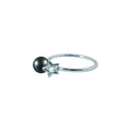 Bague Claverin en or blanc 18 carats avec perle noire de Tahiti et motif étoile serti d'un diamant