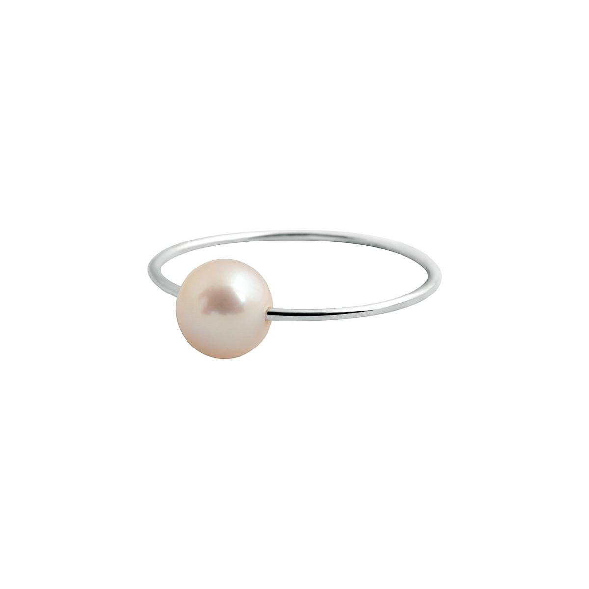 Bague Claverin Simply pearly avec perle blanche de 6 mm sur un anneau fin en or blanc 18 carats