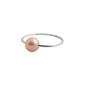 Bague Claverin Simply Pearly avec perle rose de 6 mm sur un fin anneau en or blanc 18 carats