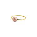 Bague Claverin Simply Pearly avec perle rose de 6 mm sur un anneau fin en or jaune 18 carats