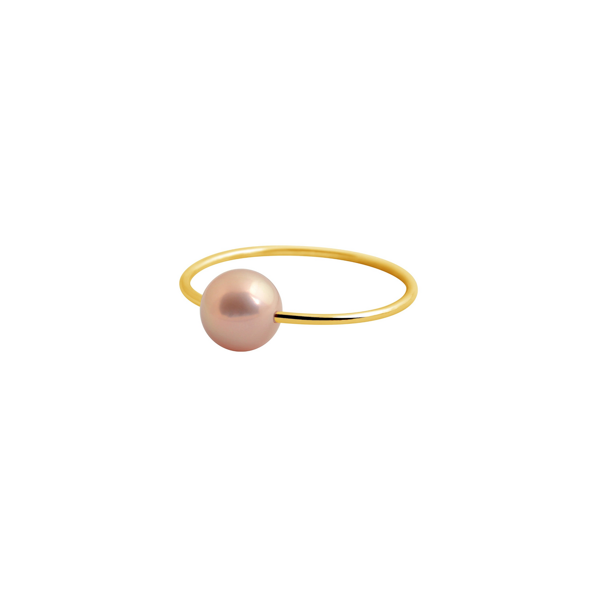 Bague Claverin Simply Pearly avec perle rose de 6 mm sur un anneau fin en or jaune 18 carats