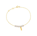 Bracelet chapelet Claverin en or jaune 18 carats avec six perles de culture blanches sur une fine chaîne