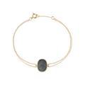 Bracelet Claverin Organic en or jaune 18 carats avec nacre grise ovale sertie sur une double chaîne fine
