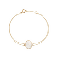 Bracelet Claverin Organic en or jaune 18 carats avec nacre blanche ovale sertie sur une double chaîne fine