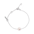 Bracelet Claverin Simply perle blanche sur fine chaîne en or blanc 18 carats avec fermoir ajustable