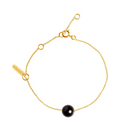 Bracelet Claverin Simply en or jaune 18 carats avec une perle noire de Tahiti sur une fine chaîne ajustable