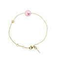 Bracelet Claverin en or jaune 18 carats avec perle rose et motif étoile orné d'un diamant de la collection Kiss