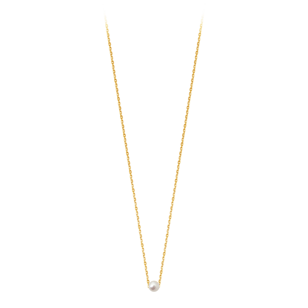 Collier Claverin Simply Mini avec pendentif perle blanche sur fine chaîne en or jaune 18 carats