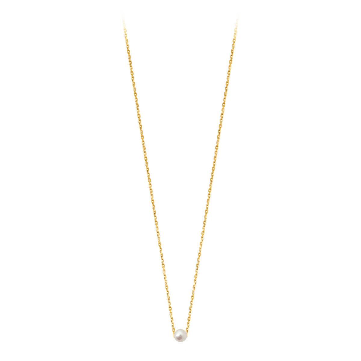 Collier Claverin Simply Mini avec pendentif perle blanche sur fine chaîne en or jaune 18 carats