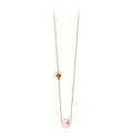 Collier Claverin Pearly Skull en or jaune 18 carats avec perle rose et pendentif tête de mort, longueur 42 cm