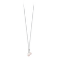 Pendentif Claverin en or blanc 18 carats avec deux perles blanches formant des cerises sur une fine chaîne