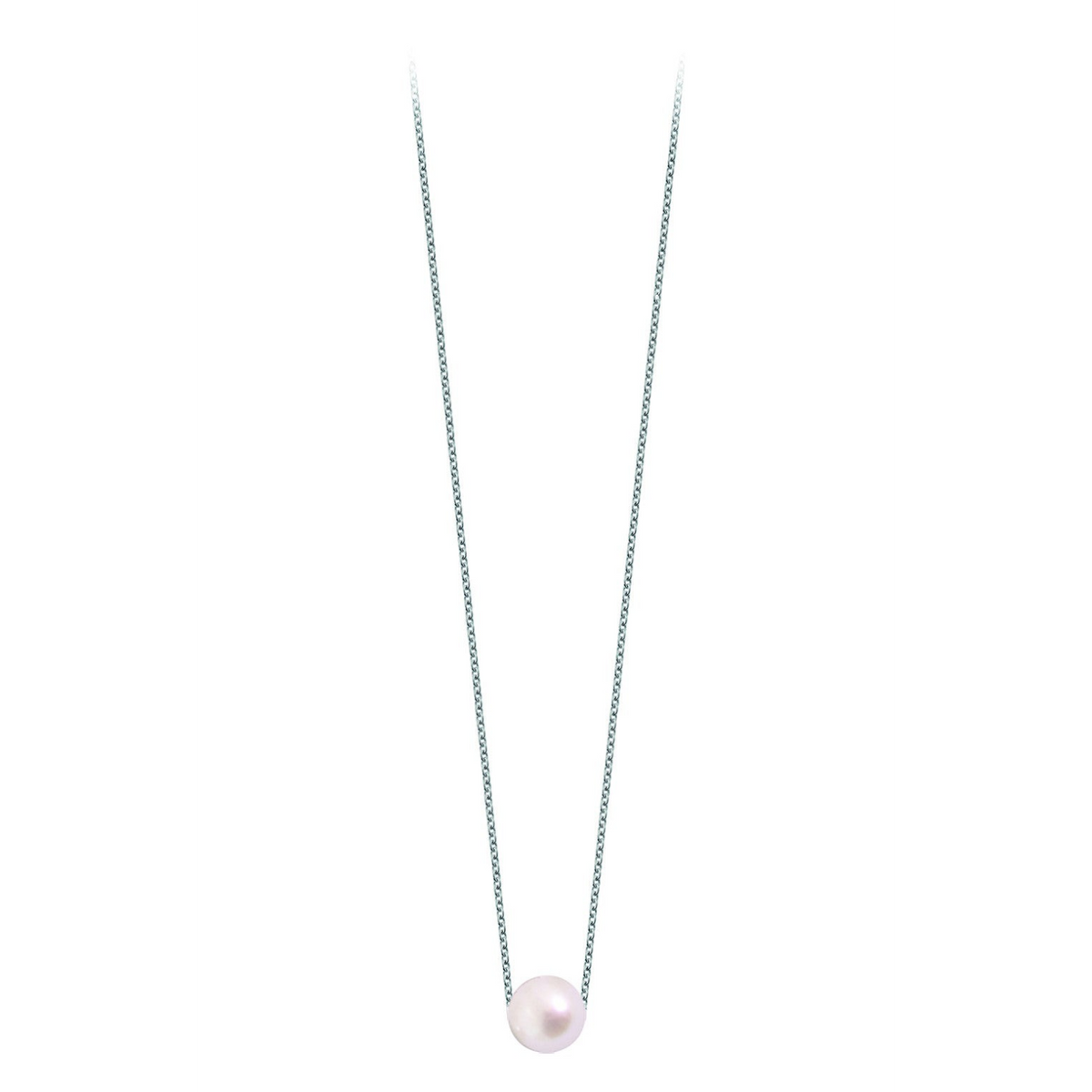 Pendentif Claverin Simply Pearly avec une perle blanche sur une fine chaîne en or blanc 18 carats