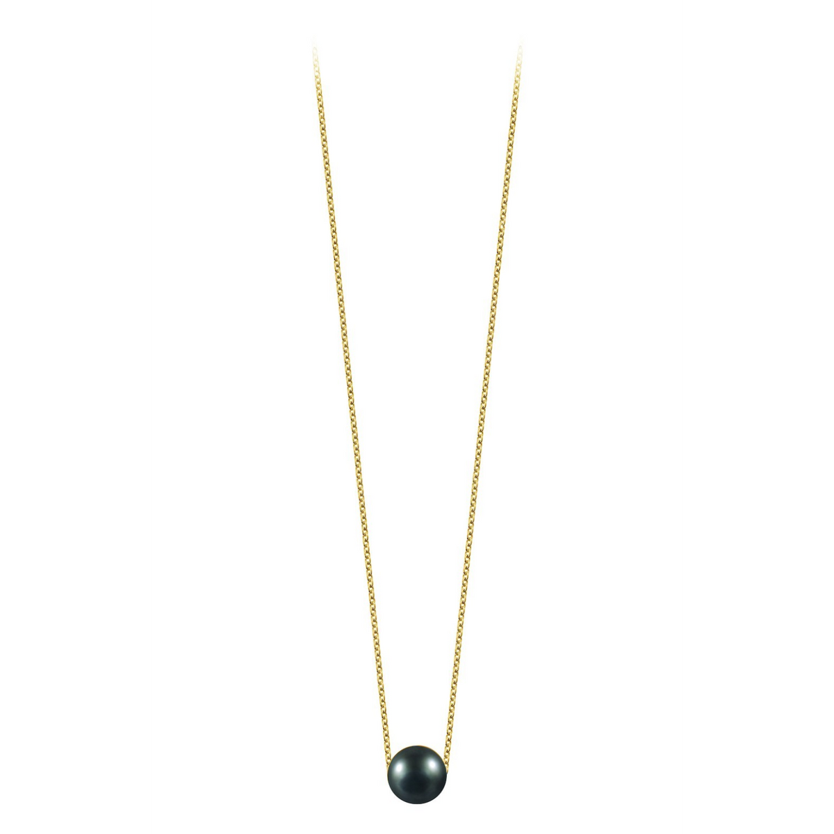 Pendentif Claverin avec perle noire de Tahiti sur une fine chaîne en or jaune 18 carats