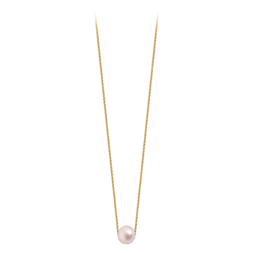 Pendentif Claverin Simply Pearly avec perle blanche sur fine chaîne en or jaune 18 carats