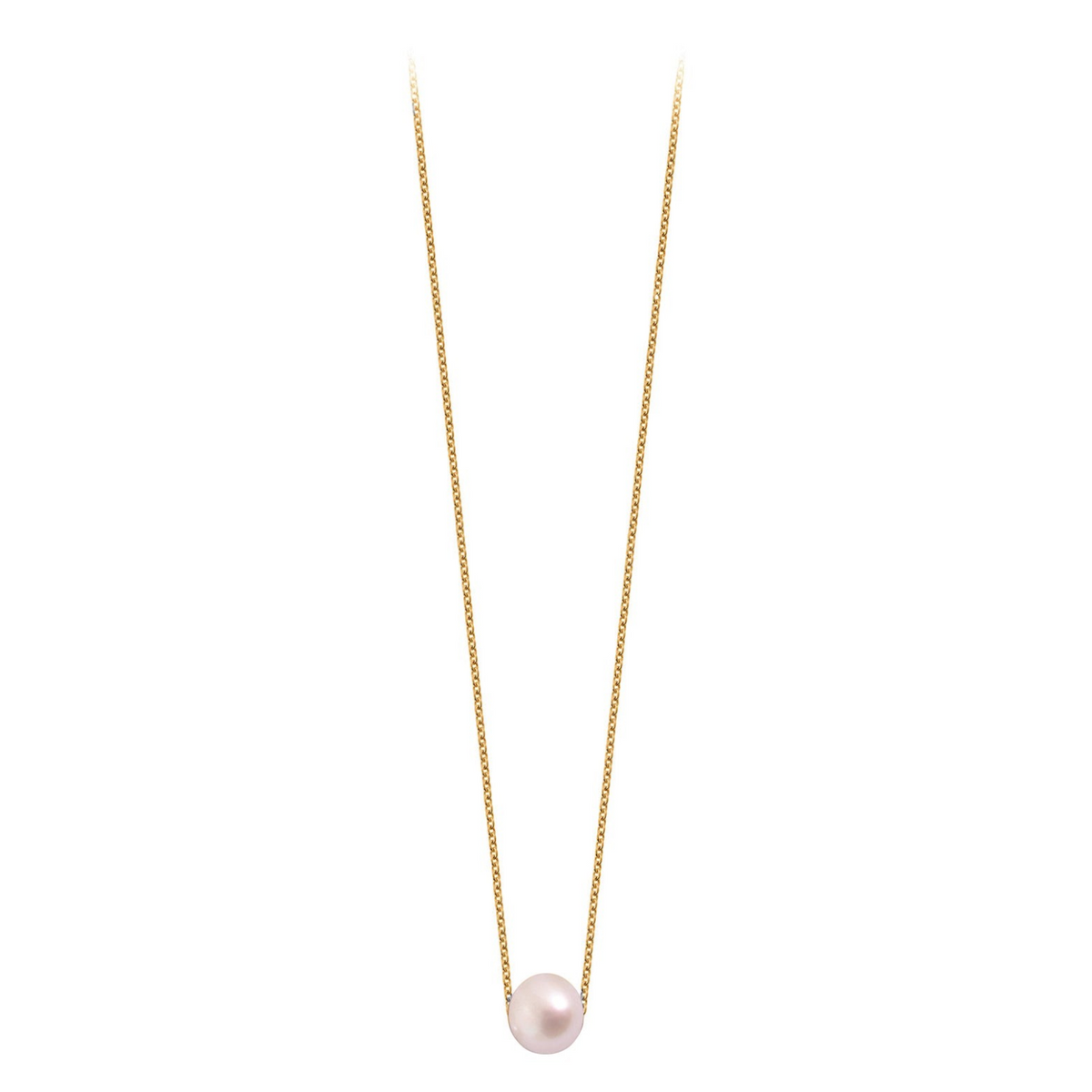 Pendentif Claverin Simply Pearly avec perle blanche sur fine chaîne en or jaune 18 carats
